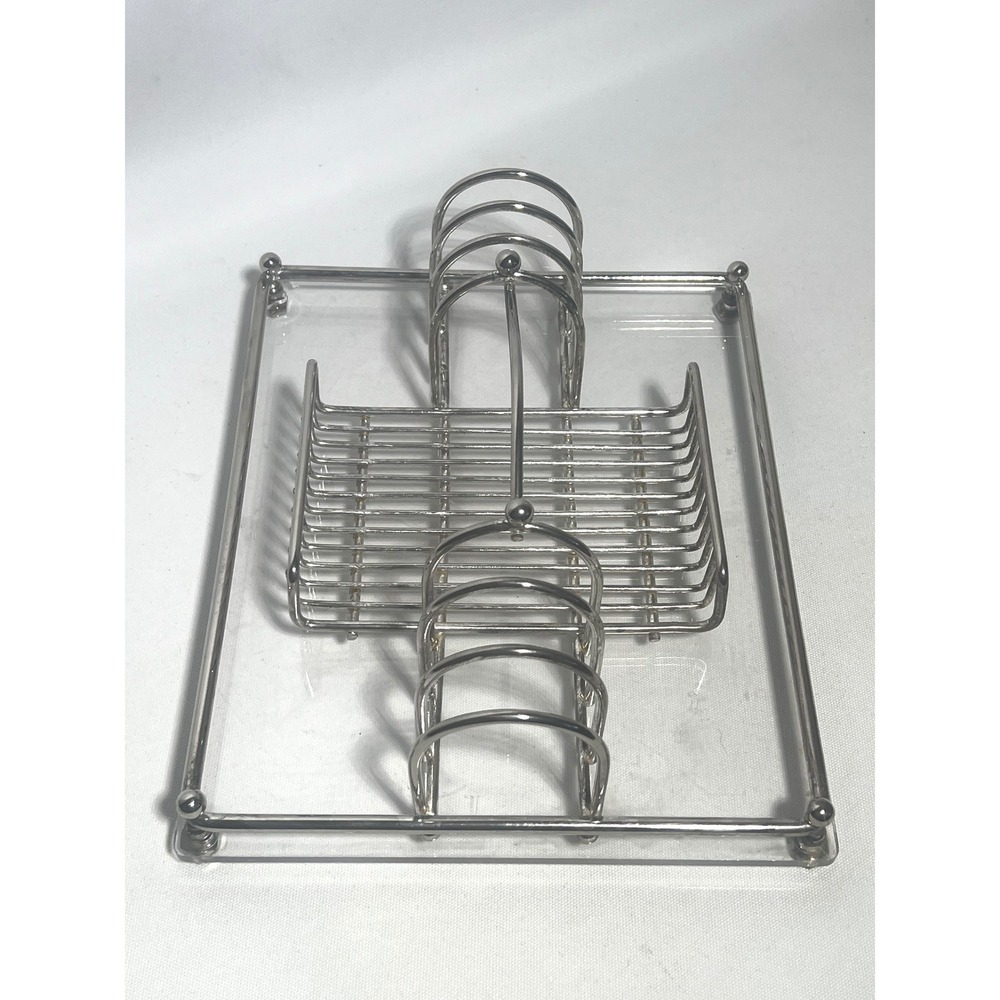 Vintage Davco Silverplate Flatware Caddy Acrylic Buffet Holder Hollywood Regency - Picture 5 of 9